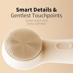 NågraCoola CLIE 2.0 Silicone Face Scrubber, Facial Cleansing Brush, Rechargeable, Waterproof Face Scrub Brush for Deep Cleansing, Exfoliating, Massage, with Eye Roller, for Women and Men - Oat
