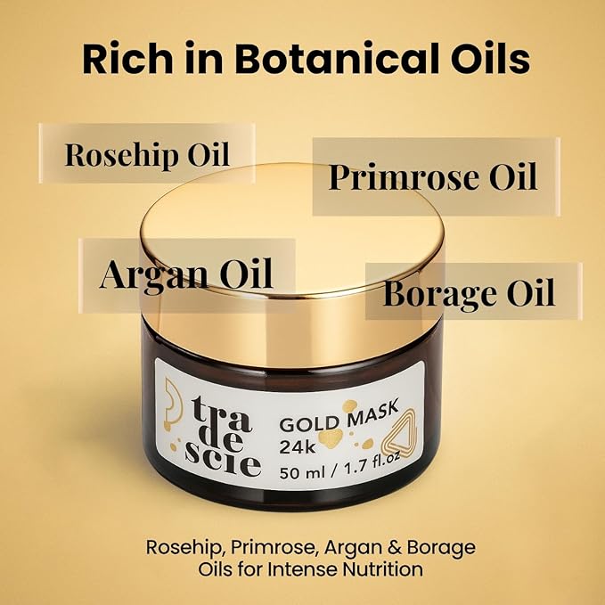 TRADESCIE 24K Gold Face Mask – Anti Aging Face Mask with Hydrating Camel Milk & Hyaluronic Acid for Firm, Radiant, Smooth, and Nourished Skin – 50 ml