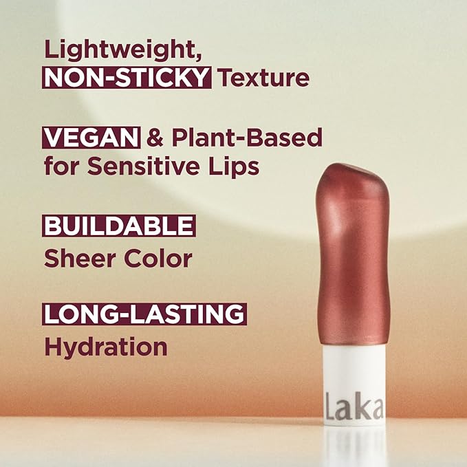 Laka Soul Vegan Lip Balm (4 Shades) Tinted, 3.9g/0.13oz, Deep Nourishing Plant-Based Lip Moisturizer, Vegan Lip Balm for Dry, Cracked and Chapped Lips (#Berry)