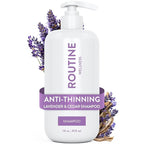 Routine Wellness Anti-Thinning Shampoo for Thinning Hair - Biotin DHT Blocker Women & Men - Color Safe Shampoo for Hair Loss & Healthy Hair - Lavender & Cedar - 14oz