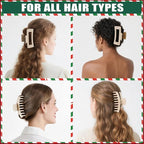 TOCESS Hair Claw Clips for Women - Large 8PK Neutral Matte Jumbo Square Hair Clips for Thick, Thin, Long, Short, Curly Hair Girls, Big Jaw Clip Set for Daily Use (Cream Beige)