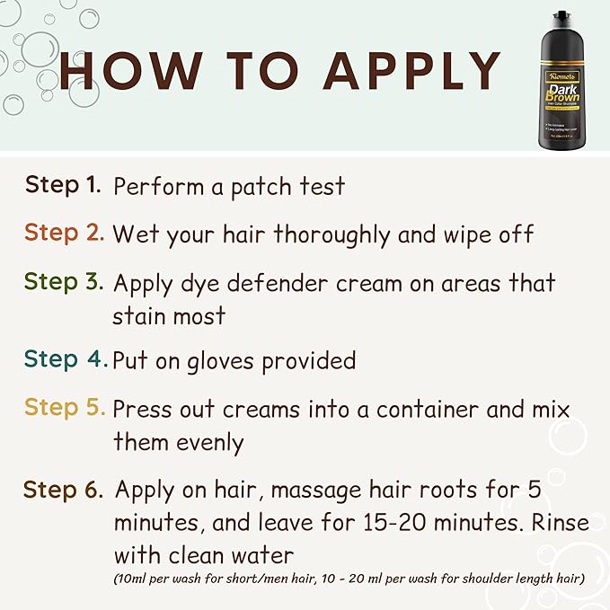 Dark Brown Hair Color Dye Shampoo, 400ml - 100% Grey Coverage in Minutes, Ammonia Free - Gray Silver Hair Dye Shampoo