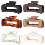 4 Inch Big Hair Claw Clips 6 Pcs Large Claw for Thick Hair Square Hair Clips for Women Rectangle Hair Clips Nonslip Acrylic Banana Jaw Clips Hair Accessories for Girls (Amber)