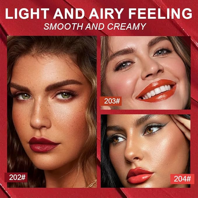 evpct 3Pcs Silky Creamy Matte Lipsticks Set for Women, Orange Ruby Cherry Red Matte Lipstick Lip Blam Sticks Long Lasting Waterproof, Lightweight and Hydrating Moisturizing Lipstick 24 Hour Originales