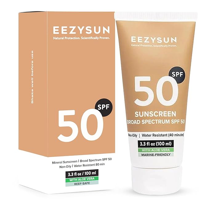 Mineral SPF 50 Sunscreen | Infused with Aloe Vera | Vegan and Cruelty-Free | Hawaii 104 Reef Act Compliant | Broad Spectrum with UVA/UVB Protection | Natural & Non-Oily | 3.3 FL OZ