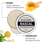 Original Rascal Deluxe Pomade for Men #2 - Matte Hair Paste with Strong Hold & Light Shine - Men's Styling Solutions Products for All Hair Types - Natural Infused with Beeswax & Lanolin Wax