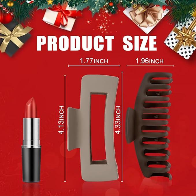 TOCESS 8 Pack Neutral Big Hair Claw Clips for Women Large Claw Clip for Thin Thick Curly Hair 90's Strong Hold 4.33 Inch Nonslip Matte Jumbo Hair Clips