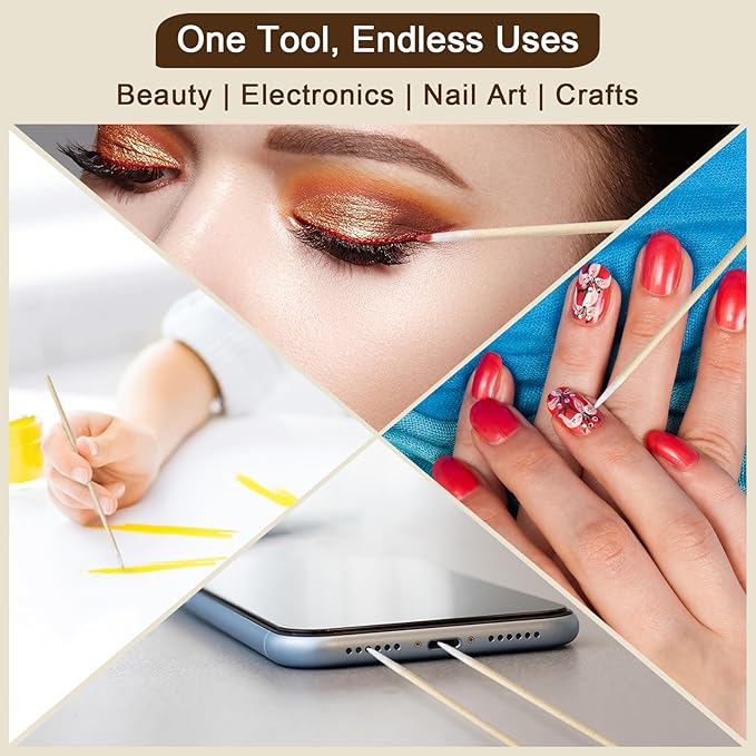 200 Pcs Microblading Cotton Swabs, Pointed Cotton Swabs with Bamboo Sticks for Makeup, Nail Polish, Tattoo Touch Ups, Crafting and Beauty Detail, Lint-Free, 4 Inch