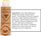Bee Bella Lip Balm, Peppermint, 3 Pack - Hydrating Lip Care, 100% Natural, Original Organic Beeswax with Vitamin E, Handmade in USA