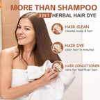 Instant Chestnut Brown Hair Dye Shampoo for Vibrant Hair Color, Natural Herbal Hair Color Shampoo Hair Dye, 3 in 1 Coloring & Care Formula Lasts 3-4 Weeks, Easy & Quick to Use for Women Men, 500ML