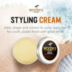Woody's Men Hair Styling Cream - Matte Finish Clay Pomade for Men, Controls Curly & Wavy, Water-Soluble & Mild Hold Hair Clay, 3.4 oz, 2 Pack