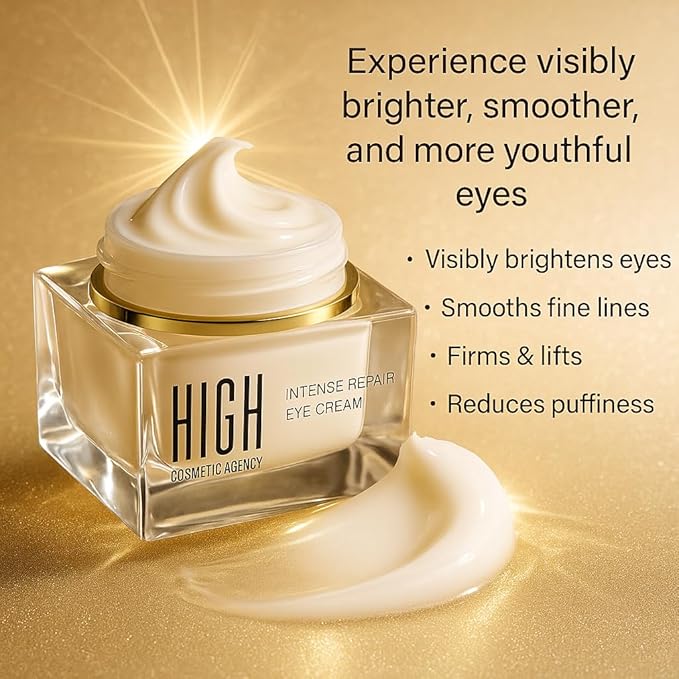 Intense Repair Eye Cream Lightweight Retinol, Peptides & Vitamin C Formula for Dark Circles, Puffiness & Fine Lines – Anti-Aging, Paraben-Free & Cruelty-Free
