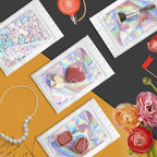 100 Pack Holographic Bags, Smell Proof Packaging Bags, Clear Window Resealable Odor Foil Pouch Mylar Bag for Food Storage and Lipgloss, Jewelry Lash (White, 3 x 4.7 Inch)