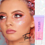 Pink Face and Body Hair Glitter Gel, Party Concerts Cheer Face Paint Holographic Chunky Festival Rave Accessories Glitter Makeup, 6 Kinds of Sparkling Sequins for Hair Nail Eye Lip Body