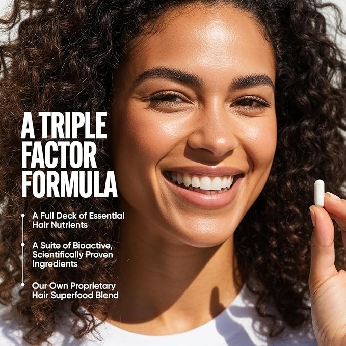 Tru Bloom Hair Growth Vitamins - 2 Month Supply. Clinically Proven to Grow Fuller, Thicker Hair. Drug-Free with Biotin, Collagen, Keratin, MSM, Zinc, D3 + Hair Superfoods