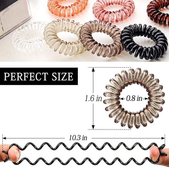 27 PCS Spiral Hair Ties,No Crease Coil Hair Elastic Hair Bands Multi Color Waterproof Phone Cord Hair Accessories For Women Girls Ponytail Holders