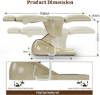 3 Motor Electric Esthetician Bed, Fully Electric Facial Chair with Adjustable Height, Backrest and Footrest, Spa Chair with Armrest & Heavy Duty Base, PU Leather for Spa, Tattoo, Eyelash and So On