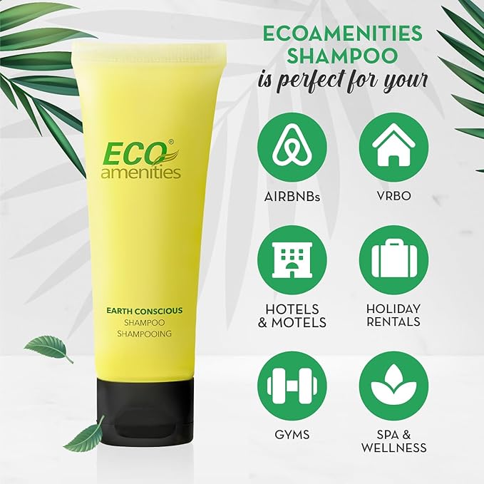 ECO amenities Travel Shampoo Tubes - Hotel Shampoo Supply - TSA-Approved Travel Essentials - 1 fl oz, Pack of 200, Clear Flip-Cap Tubes, Green Fragrance