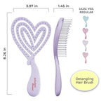 Detangler Brush – Heart-Shaped Detangling Brush for Curly, Wavy, Thick Hair – Lilac Veil Hairbrush for Women with Bowl-Curve, Flexible Bristles, Blow Dryer Safe, Regular