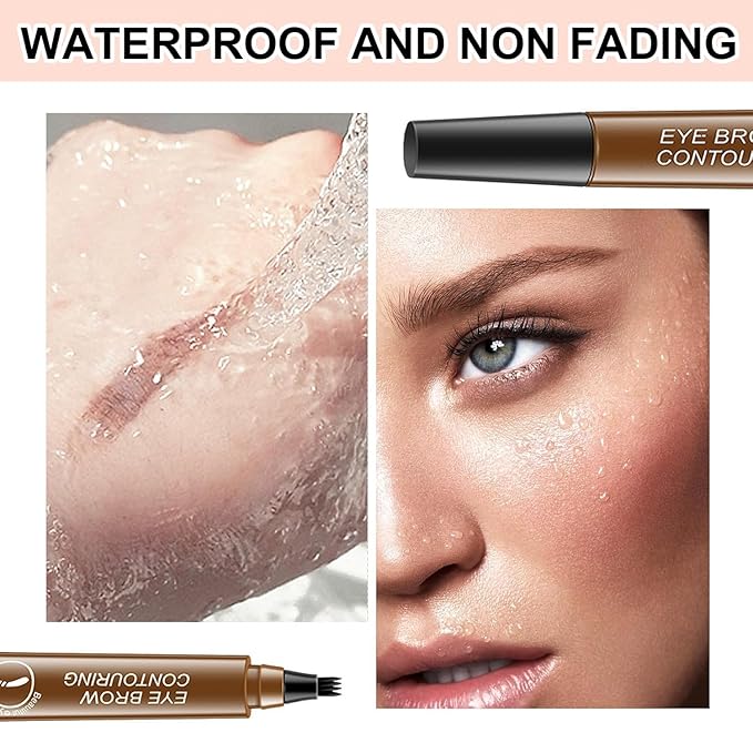 2PC Microblading Eyebrow Pencils for Women, 2026 New 3D Waterproof 4-Tip Magic Eyebrow Pencil With Micro-Fork Tip,Easy to Create a Natural Makeup Look, Suitable For All day use(Dark Brown)