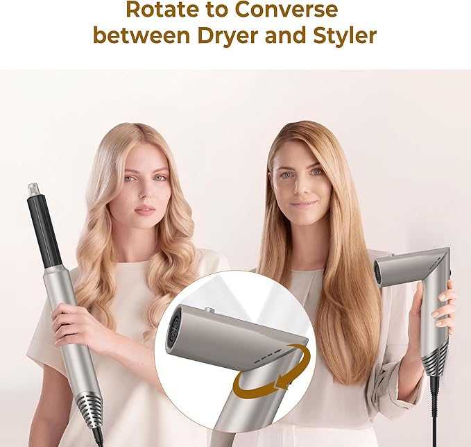 Hair Dryer Brush 5 in 1, Blow Dryer Brush Set with Air Curler Wrap Hair Styler, Negative Ionic Blow Dry Brush, Detachable Hair Tool for Curling, Volumizer,Straightener,Drying