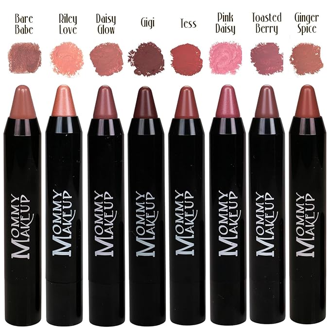 Mommy Makeup Triple Sticks Lipstick, Cream Blush & Treatment All-In-One with Shea & Cocoa Butter - Soft & Creamy Moisturizing Lip Crayon For Lips & Cheeks (Tess)