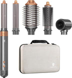 Hot Air Brush Hair Styler, 6 in 1 Hair Dryer Brush Auto Wrap Curlers Frizz-Free Styling Tool for All Hair Types Fast Drying, Curling, Smoothing, Volumizing & Straightening with Travel Storage Case