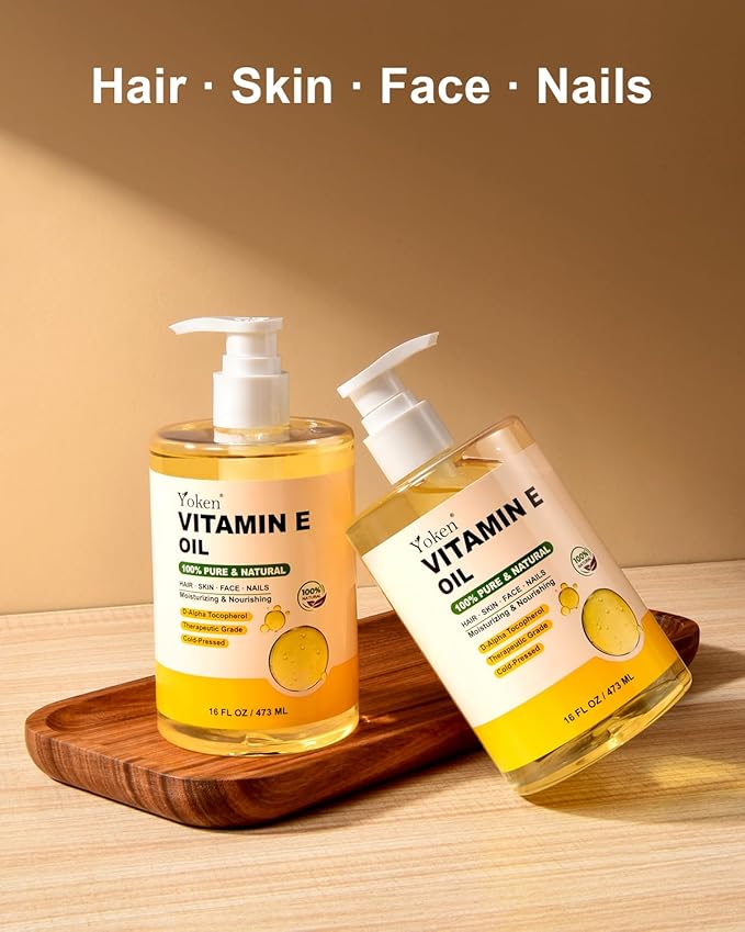 Vitamin E Oil 16 Fl Oz Organic Vitamina E Oil for Skin Bulk Vitamine oils for Face,Cold Pressed Hexane Free Formula Liquid Perfect Care Bath and Body oils