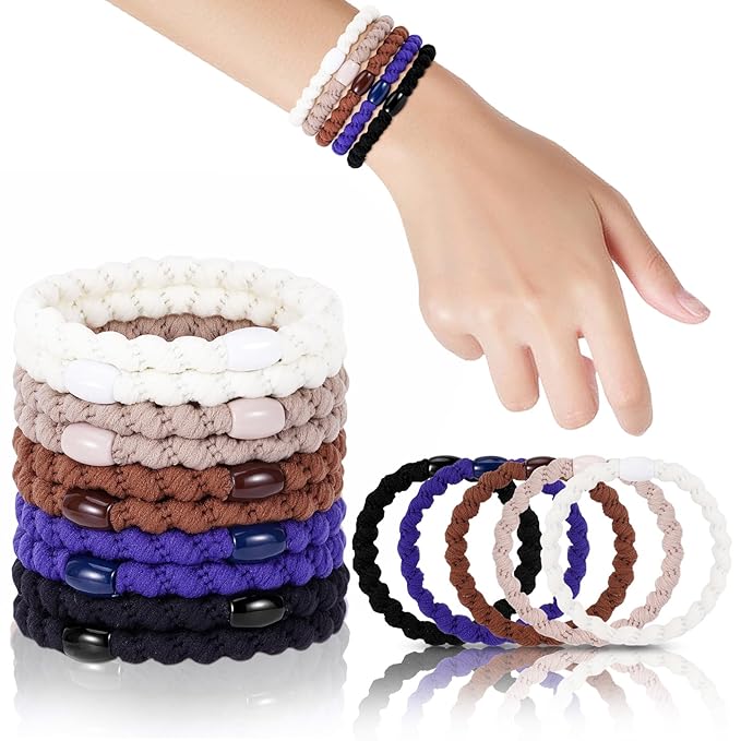 Hair Ties No Damage - 10PCS Ponytail Holders - Elastic Hair Ties for Thick Hair - Braided Hair Bands for Women Girls's Hair (22.Classic Dinner)