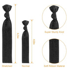 79STYLE 100 Pcs Elastic Hair Ties Ribbon Hair Ties Black White Ribbon Ponytail Holders, No Crease No Pull Soft Fabric Yoga Twist Hair Bands Hair Accessories Hand Knotted Fold Over Solid Colors (Black