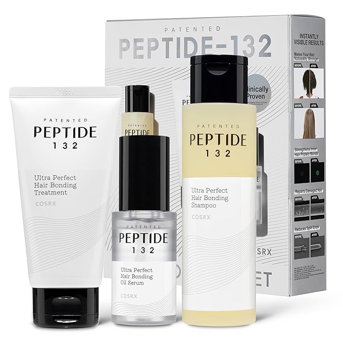 COSRX PEPTIDE 132 Hair Care Set - Bonding Shampoo, Treatment & Oil Serum, Bond Repair Treatment Hair Gift Set for Damaged, Dry Hair, Scalp Treatment for Dandruff, Dry & Itchy Scalp, Stocking Stuffers