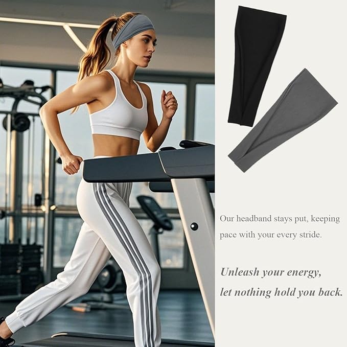 Headbands For Women Headband Elastic Soft Head Bands For Women's Hair Accessories Womens Fashion Yoga Fabric Hair Band Black White Gray 6 Pcs