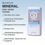 Surface Mineral Sunscreen Face Stick SPF 60, Lightweight Non-Nano Zinc Oxide Formula, Reef Friendly, Broad Spectrum UVA UVB Protection, Water Resistant Sun Care for 80 Minutes, Tinted, 0.5oz