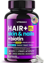 Biotin | Collagen | Keratin Booster with Hyaluronic Acid - Thicker Hair Growth, Healthy Skin & Stronger Nails Supplement – Extra Strength - Multi Vitamin B Complex - Women & Men - Made in USA - 60ct