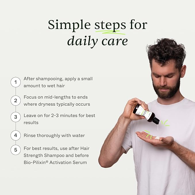 Scandinavian Biolabs Bio-Pilixin® Conditioner For Men | Prevents Split & Damaged Ends, Restores Weak Hair, Supports Scalp Vitality, Dermatologically Tested, Made in Denmark, 250 mL/ 8.8 Oz