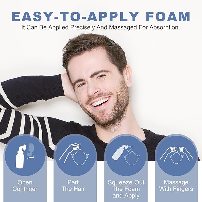 5% Minoxidil Foam for Men, 5% Biotin and 5% Minoxidil Use for Hair Growth, Slows Hair Loss and Promotes Hair Regrowth, 6 Month Supply (6Pcs)