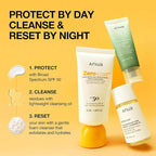 Anua Sun-Ready Travel Kit, Zero-Cast Sunscreen & Cleansing oil & Face Wash. Korean Sunscreen with Mini Size Double Cleansing routine ,Korean Skincare Set