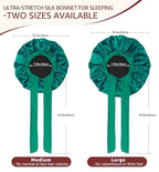 HiRui Silk Satin Bonnet for Sleeping Women, Double-Layer Sleep Cap Shower Cap with Adjustable Tie, Moisture Retaining Satin Lined Hair Bonnet for Curly and Natural Hair (Cyan/Black, Large)