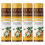 Badger Sweet Orange Cocoa Butter Lip Balm, 100% Organic Lip Balm, Hydrating Long Lasting Lip Moisturizer, Large Stick Lip Care, 4-pack