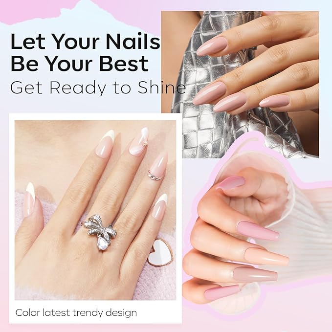 modelones Nail Polish Set, 6 Colors Natural Nude Nail Polish Bubble Bath Quick Dry Skin Tone Glitter Summer Nail Polish Kit Fingernail Polish Nail Art Salon Home Gifts For Women Girl