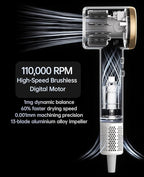 CONFU Professional Hair Dryer with Diffuser - 110,000 RPM High-Speed Ionic Blow Dryer for Fast Drying & Frizz Control - Lightweight for Home, Travel, Curly Hair