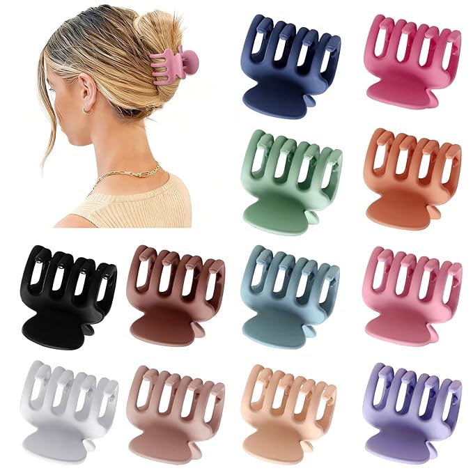 12Pcs Hair Clips for Women 1.8 Inch Small Claw Clips for Thin Hair Medium Hair Claw Clips for Thick Hair Accessories for Women Girls (Colorful)