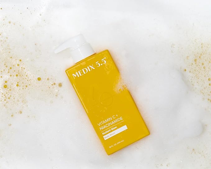 MEDIX Radiant Glow Vitamin C Body Wash W/Niacinamide | Citrus Scented Gentle Body & Face Cleanser For Women, Men, Dry Skin, & Smoother-Looking Skin | Removes Dirt, Oil, & Impurities, 3PC Travel Size