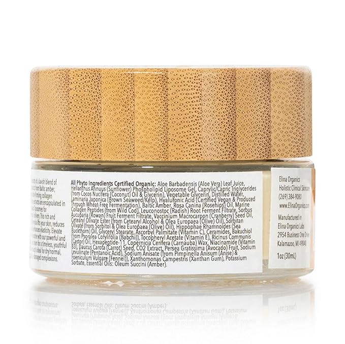 Amber Collagen Cream, 1oz – Nourishing Face Moisturizer with Marine Collagen, Hyaluronic Acid, Rosehip & Sea Buckthorn Oils – Firming Anti-Aging Cream with Natural Baltic Amber Extract