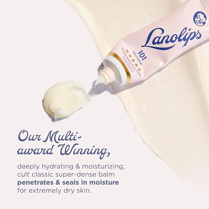 Lanolips 101 Ointment - Lanolin Lip Balm for Smooth, Hydrated & Healthy Lips - Multipurpose Lip Ointment with Lanolin Oil for Dry Lips, Cuticles & More - Original Superbalm (0.52 oz)
