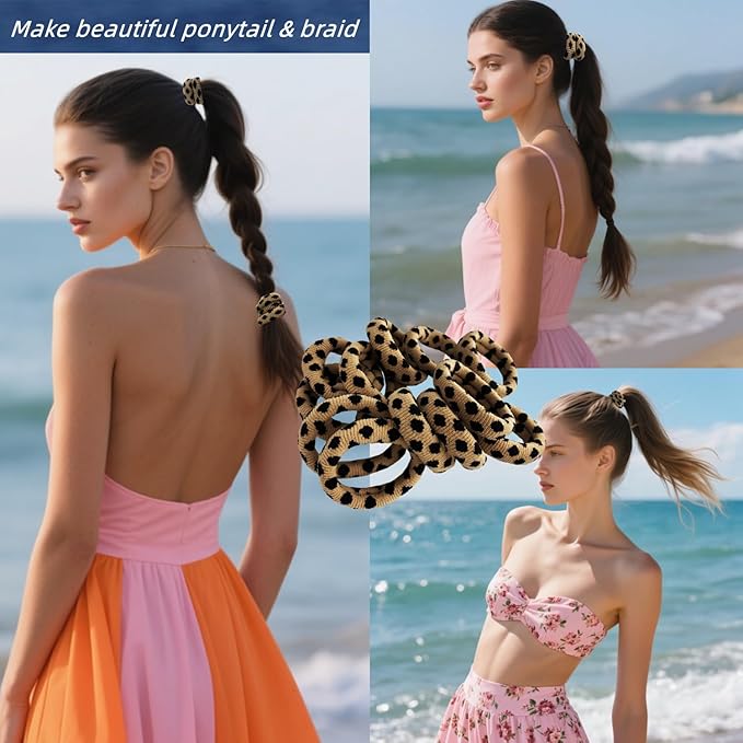 Large Stretch Thick Hair Ties for All Hair Types Seamless Hair Ponies Elastics Ponytail Holders Hair Scrunchies for Thick Hair Hair Accessories Women Girls 12-Pack