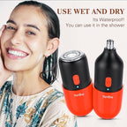 2-in-1 Facial Hair Remover & Nose Trimmer for Women and Men – USB-C Rechargeable Mini Electric Shaver, Waterproof, Dual-Edge Stainless Steel Blades, Painless Hair Removal for Face, Nose, and Body