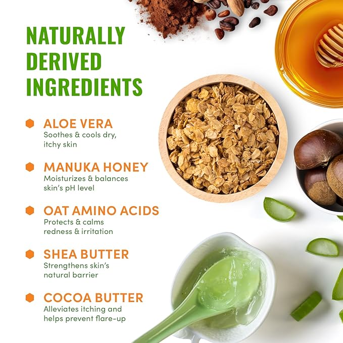 Baby Eczema Cream - Moisturizer for Dry, Itchy, Sensitive Skin & Diaper Rash - Long-Lasting Body Butter Lotion for Calming & Itch Relief (4oz)