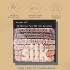 Suncdelv Silk,100% Silk Scrunchies for Hair,22 Momme Hair Ties for Anti-Crease & Breakage,Natural Women Hair Accessories，Fashion Hairbands 6PCS(Bean Paste, Rose Gold, Rubber Red)