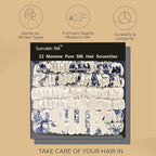 Suncdelv Silk,100% Silk Scrunchies for Hair,22 Momme Hair Ties for Anti-Crease & Breakage,Natural Women Hair Accessories，Fashion Hairbands(Blue And White Porcelain)